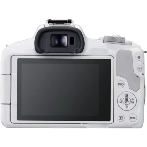 Фотоаппарат Canon EOS R50 Kit 18-45mm (White), идеальный для начинающих фотографов и видеоблогеров.