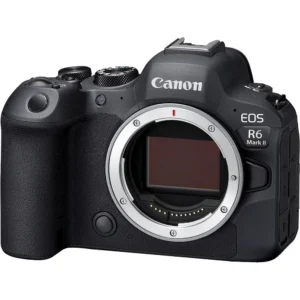 Фотоаппарат Canon EOS R6 Mark II, высококачественный и мощный, подходит для съемки фото и видео.